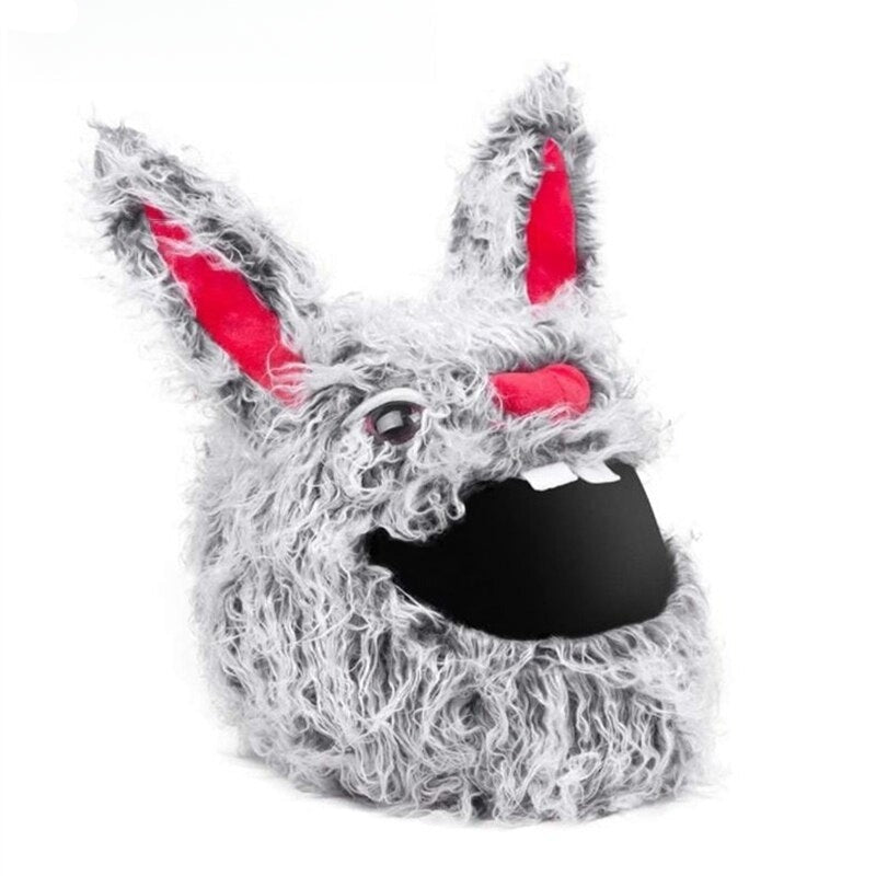 Housse Casque Moto Peluche Lapin Blanc - Oreilles Drôles Et Mignonnes Pour Motard Fun