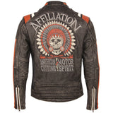 Veste Cuir Biker Crâne Indien