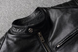Blouson Biker Elegant Cuir de Vachette Véritable