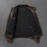 Blouson Biker en Cuir de Vachette Premium