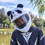 Couvre Casque Moto Panda Blanc