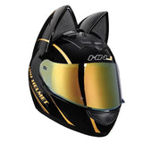 Casque Moto Oreille de Chat Visière Teintée Dorée