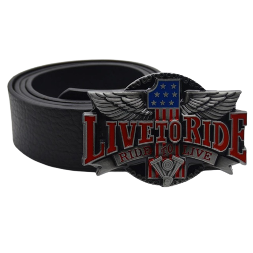 Urban Backwoods Fibbia Cintura 'Live To Ride VI' In Metallo - Dimensioni 95x67 Mm - Adatta Per Cinture Larghe Fino A 4 Cm - 2