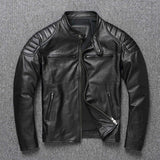 Blouson Biker Elegant Cuir de Vachette Véritable 6XL 93-99kgs