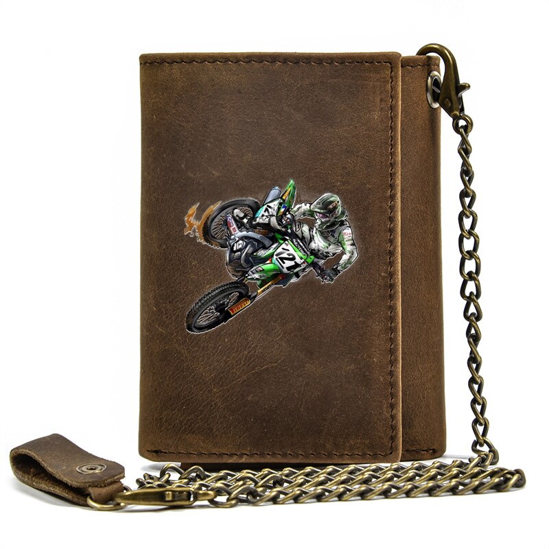 Portefeuille Personnalisé Prénom - Motif Motocross - Noir Polyester - Neuf Avec Étiquettes