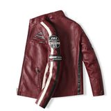 Veste Biker Speed Race Rouge Vintage (Simili Cuir)