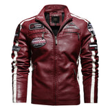 Veste Biker Speed Race Rouge Vintage (Simili Cuir)