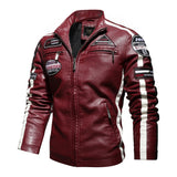 Veste Biker Speed Race Rouge Vintage (Simili Cuir)