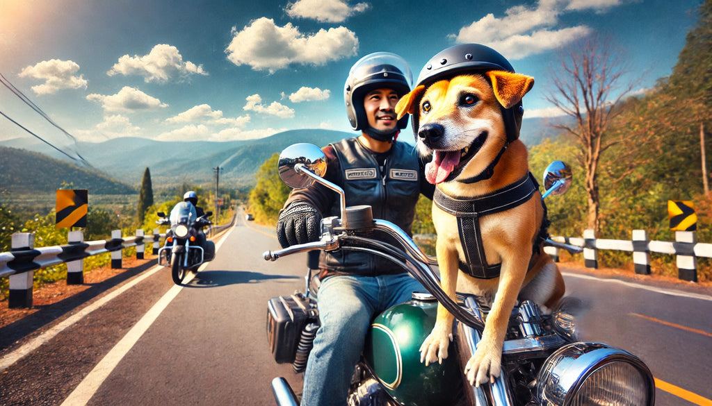Balade à moto avec son chien