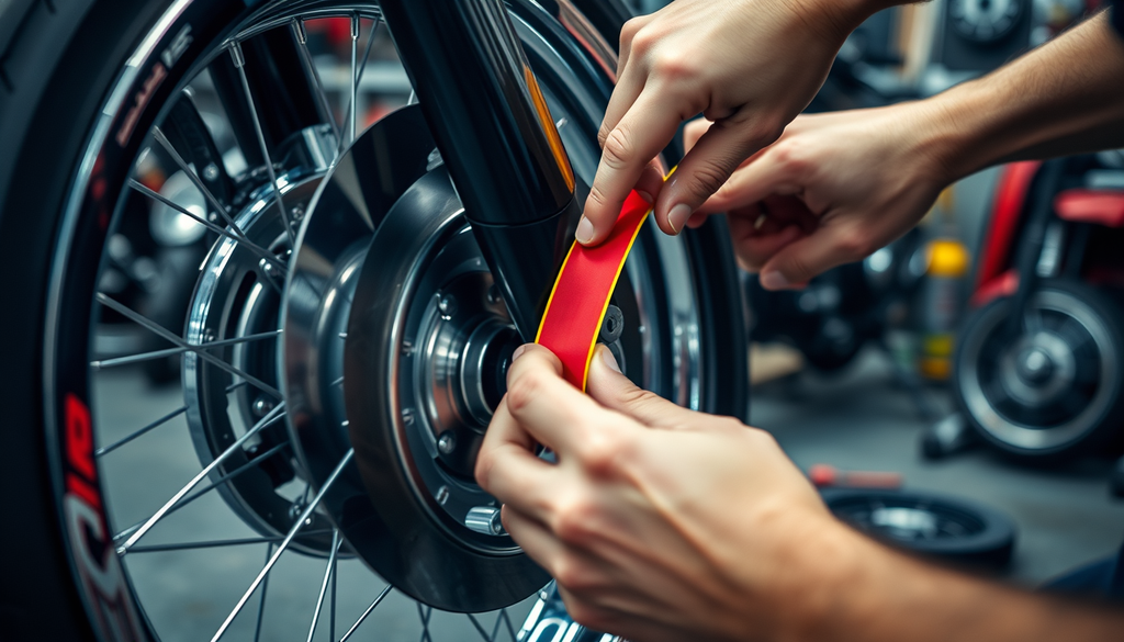 ¿Cómo instalar un borde de llanta de moto?