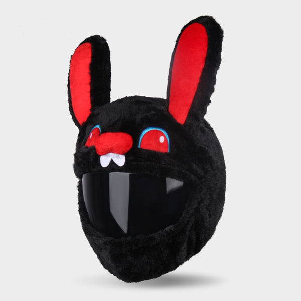 floppy bunny ears motorcycle helmet Motorcycle Helmet Cover Black and Red Rabbit