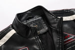 Veste Biker Racing Vintage Noir (Simili Cuir) - Antre du Motard