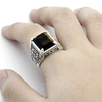 Bague Biker Pierre Oeil du Tigre (en Argent)