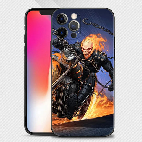 Coque Moto iPhone Ghost Rider en Flamme iPhone 15 Pro Max