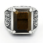 Bague Biker Pierre Oeil du Tigre (en Argent)