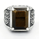 Bague Biker Pierre Oeil du Tigre (en Argent)