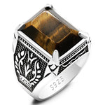 Bague Biker Pierre Oeil du Tigre (en Argent)