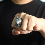 Bague Biker Loup (en Argent)