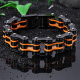 Bracelet Motard Chaine de Moto Noire & Orange