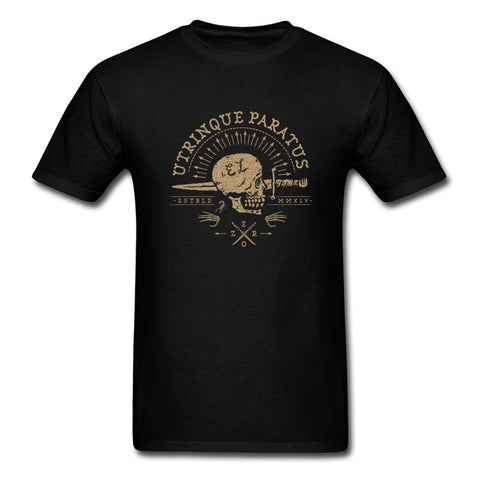 T-Shirt Biker<br> Epée et Crâne en Noir - Antre du Motard