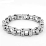 Bracelet Motard Chaine de Moto en Acier Gris Argenté 24cm