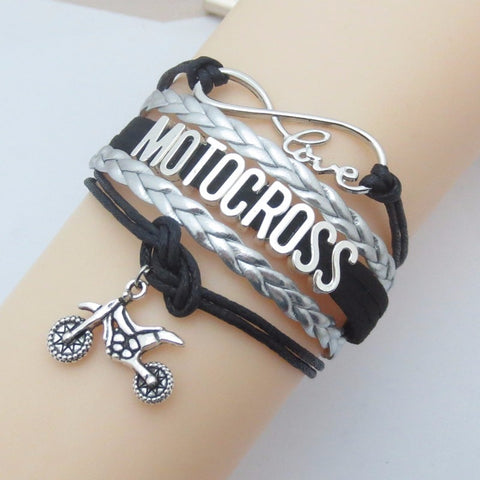 Bracelet Motocross<br> Gris Argenté (Cuir) Default Title