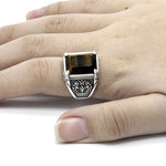 Bague Biker Pierre Oeil du Tigre (en Argent)