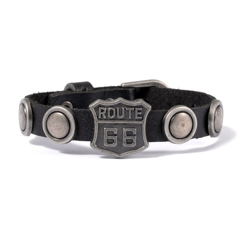 Bracelet Motard<br> USA Route 66 (Cuir) Default Title