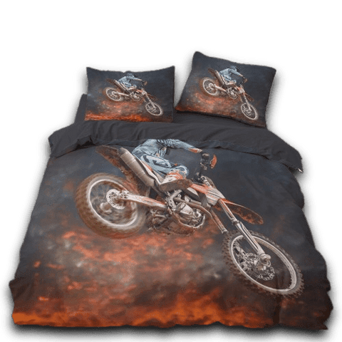 Housse de Couette Moto Cross<br> Saut au Travers du Feu