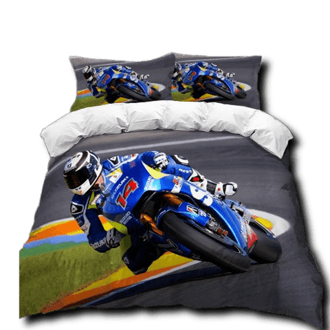 Housse de Couette Moto GP<br> Pilote en Virage