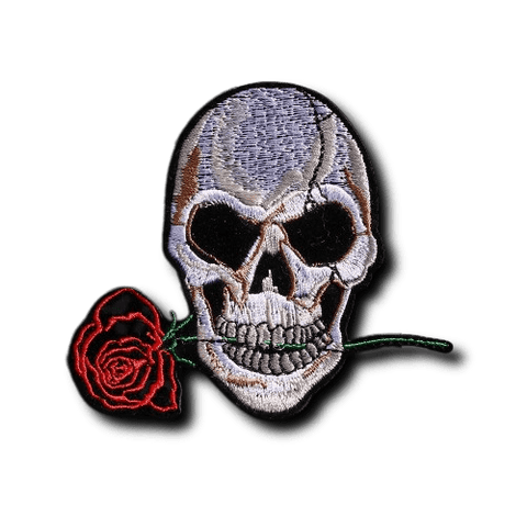 Patch Biker<br> Crâne avec une Rose en Bouche - Antre du Motard