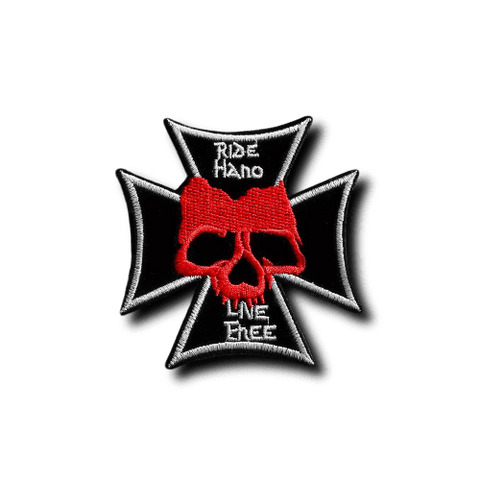 Patch Biker<br> Croix & Crâne rouge - Antre du Motard