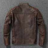 Blouson Biker en Cuir de Vachette Premium