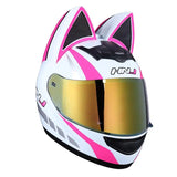 Casque Moto Rose avec Oreille de Chat