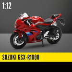 Moto Miniature 1:12 SUZUKI GSX-R1000 Rouge à Bandes Bleues