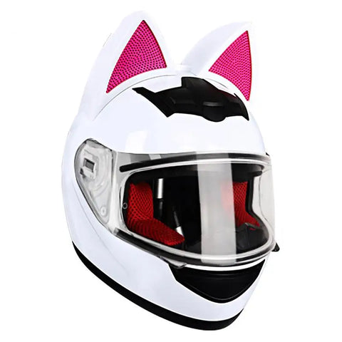 Casque Moto Oreille de Chat<br> avec Visière Transparente