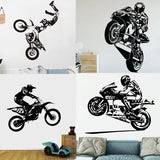 Sticker Mural Moto Cross Noir et Blanc