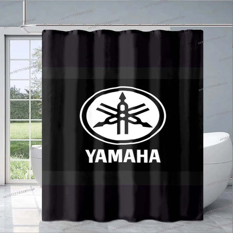 Rideau de Douche Moto Logo Yamaha Blanc