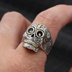 Bague Biker Crâne Mexicain Calavera (en Argent)