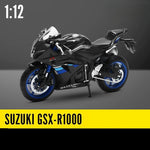 Moto Miniature 1:12 SUZUKI GSX-R1000 Noir à Jantes Bleues