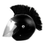 Crête Noire Mohawk pour Casque Moto Noir