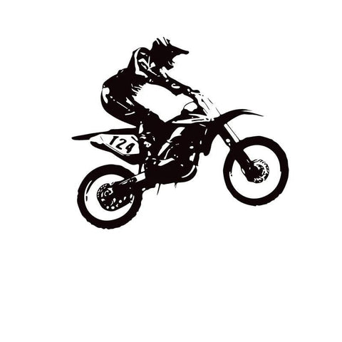 Sticker Mural Moto Cross<br> Noir et Blanc