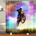 Rideau de Douche Motocross Rêve & Ciel Multicolore