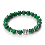 Bracelet Motard Pierre Malachite Verte et Tête Bouddha 21cm