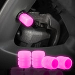 Bouchon de Valve Moto Lumineux Rose (Pack de 8)