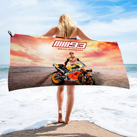 Serviette de Plage Moto GP<br> Marc Marquez et Sa Moto 150x260cm