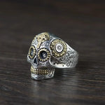 Bague Biker Crâne Mexicain Calavera (en Argent)