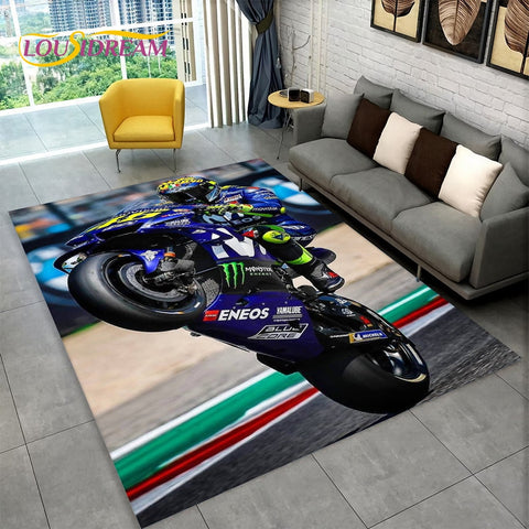 Tapis Moto GP en Wheeling<br> Pilote Yamaha Valentino Rossi - Antre du Motard