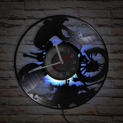 Horloge Murale Moto Cross<br> Saut d'Obstacle (LED) - Antre du Motard