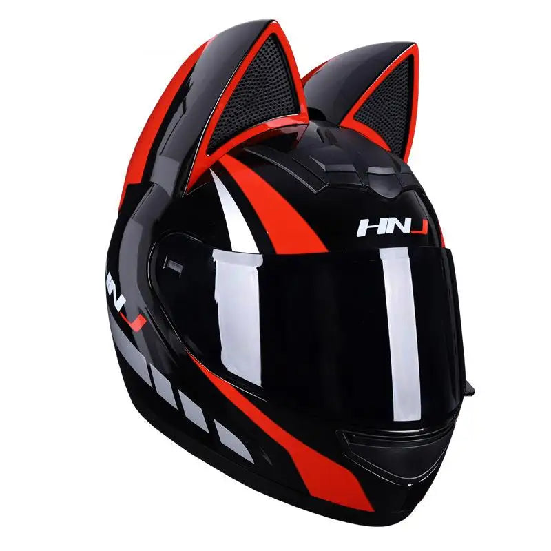 cat ear motorcycle helmet black Cat Ear Motorcycle Helmet with Black Tinted Visor – Antre du Motard